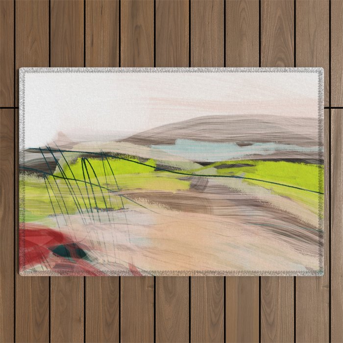 landscape in pastel abstract Outdoor Rug Gallery Image 1