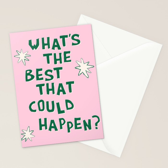 What's The Best That Could Happen in Green and Pink Stationery Card Gallery Image 2