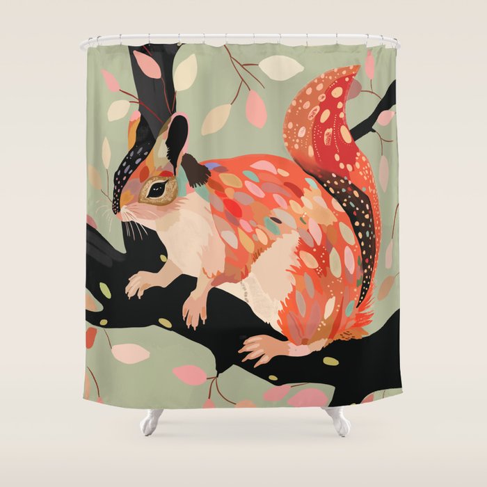 Squirrel In The Tree  Shower Curtain Gallery Image 1