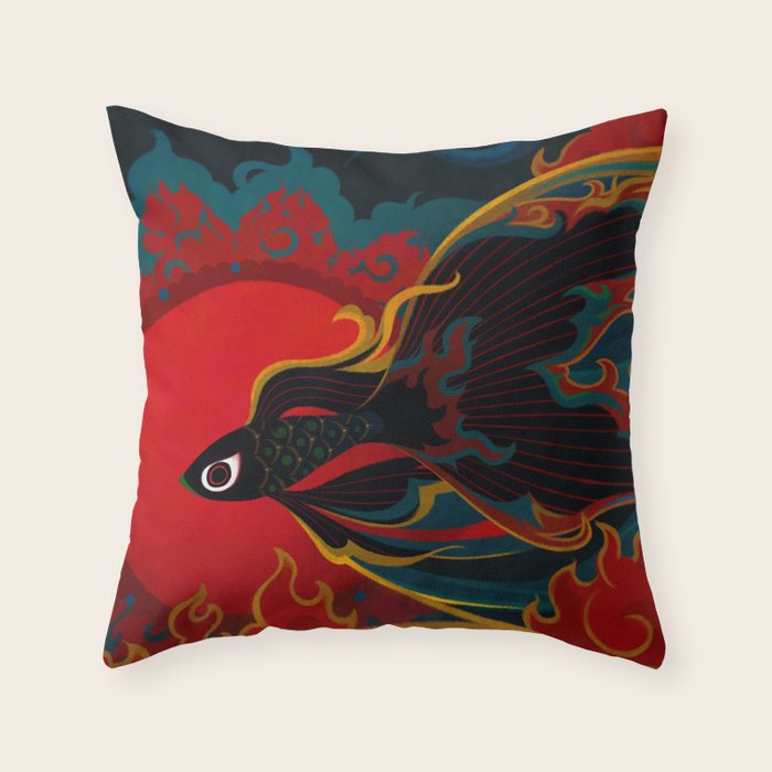 Fire fish Throw Pillow Gallery Image 1