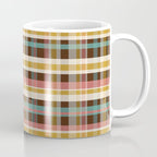 Retro Midcentury Modern Plaid Pattern Teal Brown Coral Gold Beige Coffee Mug Gallery Image 1