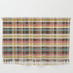 Retro Midcentury Modern Plaid Pattern Teal Brown Coral Gold Beige Wall Hanging Gallery Image 1