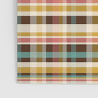 Retro Midcentury Modern Plaid Pattern Teal Brown Coral Gold Beige Poster Gallery Image 3