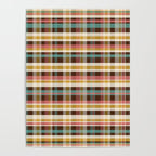 Retro Midcentury Modern Plaid Pattern Teal Brown Coral Gold Beige Poster Gallery Image 4