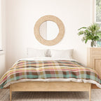 Retro Midcentury Modern Plaid Pattern Teal Brown Coral Gold Beige Duvet Cover Gallery Image 3