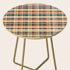 Retro Midcentury Modern Plaid Pattern Teal Brown Coral Gold Beige Side Table Gallery Image 2