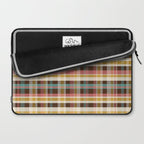 Retro Midcentury Modern Plaid Pattern Teal Brown Coral Gold Beige Laptop Sleeve Gallery Image 2