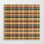 Retro Midcentury Modern Plaid Pattern Teal Brown Coral Gold Beige Wood Wall Art Gallery Image 1