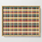 Retro Midcentury Modern Plaid Pattern Teal Brown Coral Gold Beige Serving Tray Gallery Image 1