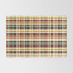 Retro Midcentury Modern Plaid Pattern Teal Brown Coral Gold Beige Rug Gallery Image 2