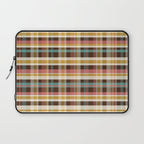 Retro Midcentury Modern Plaid Pattern Teal Brown Coral Gold Beige Laptop Sleeve Gallery Image 1