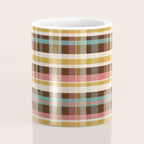 Retro Midcentury Modern Plaid Pattern Teal Brown Coral Gold Beige Coffee Mug Gallery Image 4