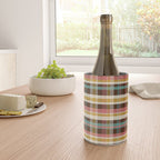 Retro Midcentury Modern Plaid Pattern Teal Brown Coral Gold Beige Wine Chiller Gallery Image 4