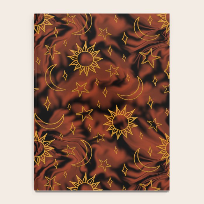 Tie Dye Moon and Star Print in Orange Notebook Gallery Image 4