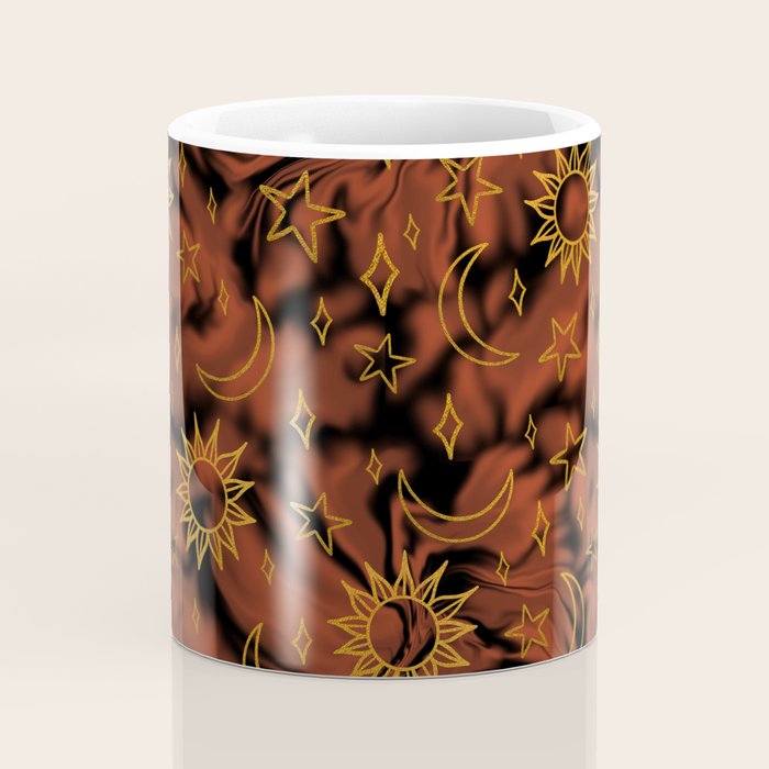 Tie Dye Moon and Star Print in Orange Coffee Mug Gallery Image 4