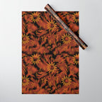 Tie Dye Moon and Star Print in Orange Wrapping Paper Gallery Image 1