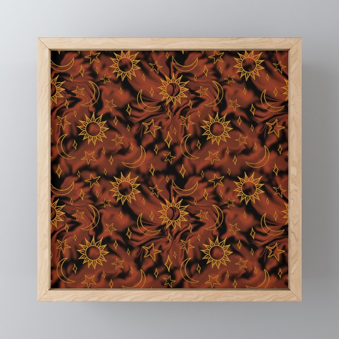 Tie Dye Moon and Star Print in Orange Mini Art Print Gallery Image 1