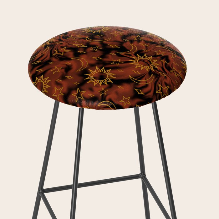 Tie Dye Moon and Star Print in Orange Stool Gallery Image 2