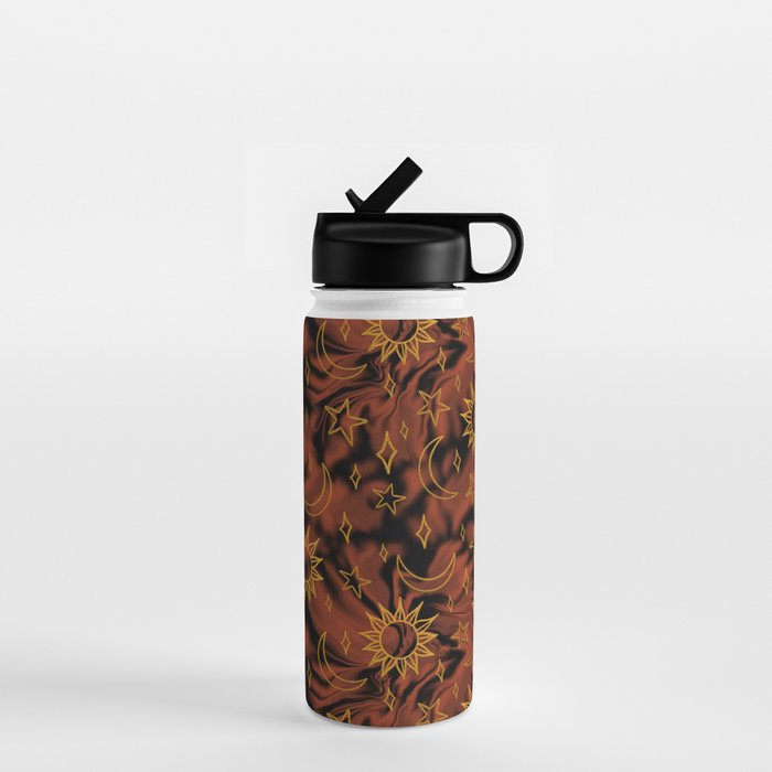 Tie Dye Moon and Star Print in Orange Water Bottle Gallery Image 1