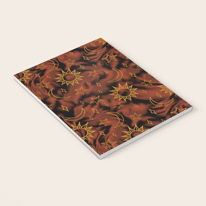 Tie Dye Moon and Star Print in Orange Notebook Gallery Image 3