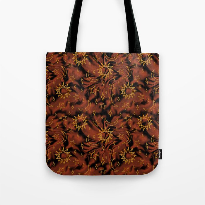 Tie Dye Moon and Star Print in Orange Tote Bag Gallery Image 1