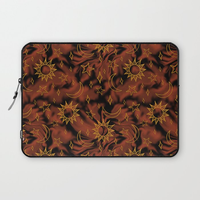 Tie Dye Moon and Star Print in Orange Laptop Sleeve Gallery Image 1