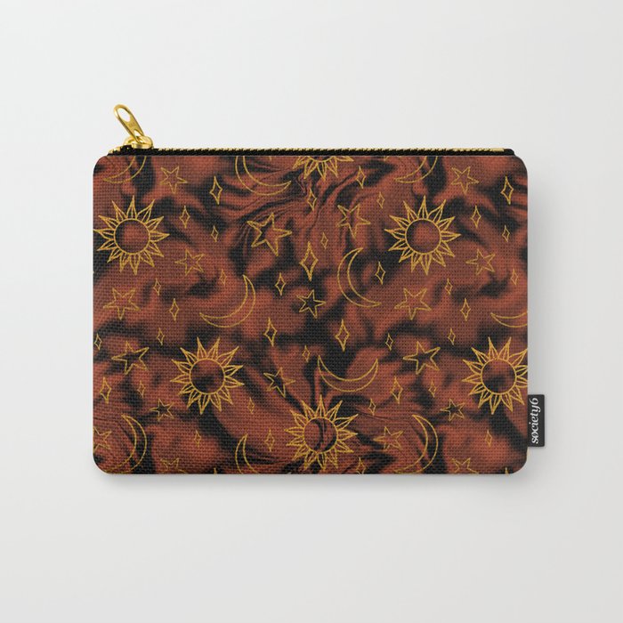 Tie Dye Moon and Star Print in Orange Carry All Pouch Gallery Image 1