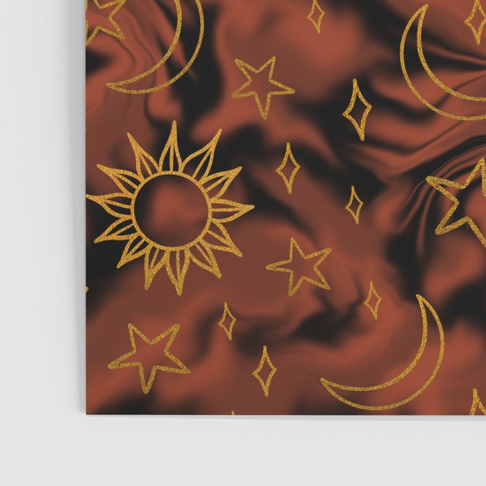 Tie Dye Moon and Star Print in Orange Poster Gallery Image 3