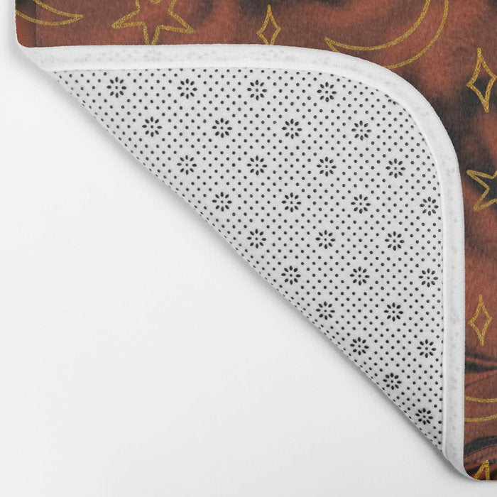 Tie Dye Moon and Star Print in Orange Bath Mat Gallery Image 2