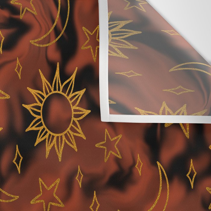 Tie Dye Moon and Star Print in Orange Wall Tapestry Gallery Image 3