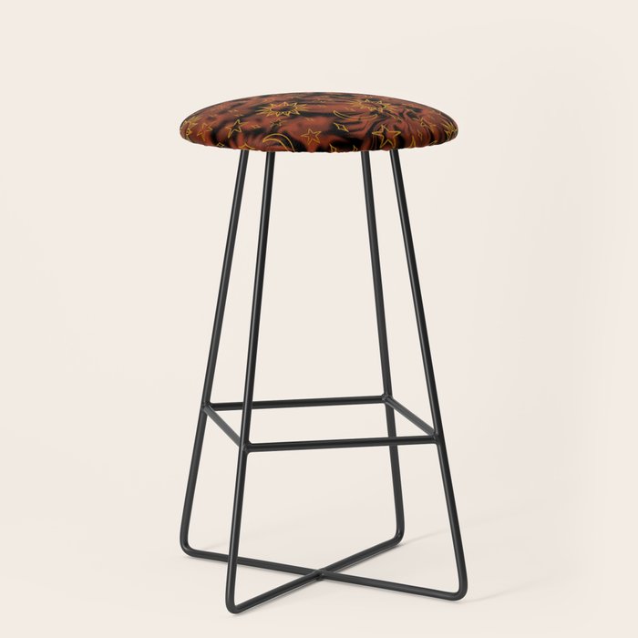 Tie Dye Moon and Star Print in Orange Stool Gallery Image 1