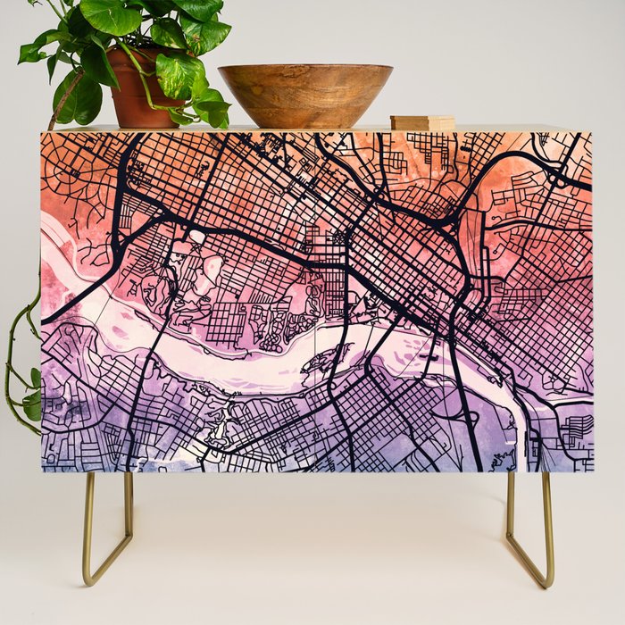 Richmond Virgina City Map Credenza Gallery Image 1