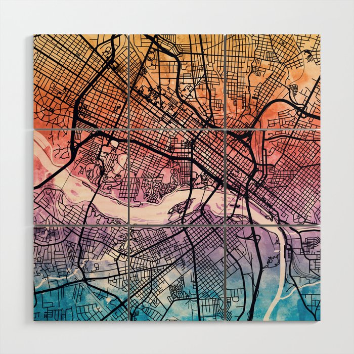 Richmond Virgina City Map Wood Wall Art Gallery Image 1