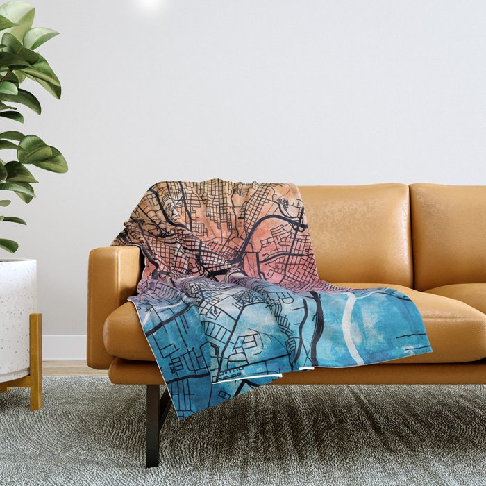 Richmond Virgina City Map Throw Blanket Gallery Image 1