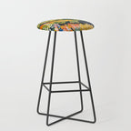 Vibrant Mediterranean Coast Painting in Matisse Style with Blooming Flowers and Blue Waters Stool Gallery Image 1