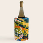 Vibrant Mediterranean Coast Painting in Matisse Style with Blooming Flowers and Blue Waters Wine Chiller Gallery Image 2
