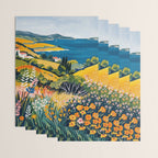 Vibrant Mediterranean Coast Painting in Matisse Style with Blooming Flowers and Blue Waters Wrapping Paper Gallery Image 3