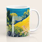 Vibrant Mediterranean Coast Painting in Matisse Style with Blooming Flowers and Blue Waters Coffee Mug Gallery Image 1