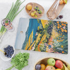 Vibrant Mediterranean Coast Painting in Matisse Style with Blooming Flowers and Blue Waters Cutting Board Gallery Image 2