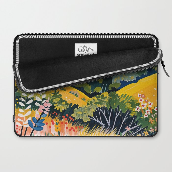 Vibrant Mediterranean Coast Painting in Matisse Style with Blooming Flowers and Blue Waters Laptop Sleeve Gallery Image 2