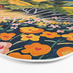 Vibrant Mediterranean Coast Painting in Matisse Style with Blooming Flowers and Blue Waters Bath Mat Gallery Image 3