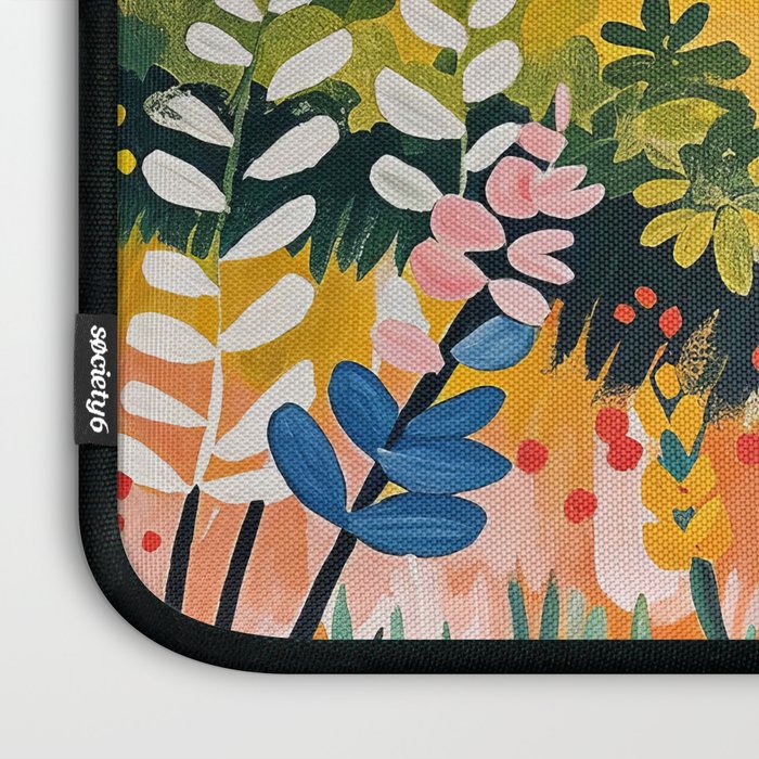 Vibrant Mediterranean Coast Painting in Matisse Style with Blooming Flowers and Blue Waters Laptop Sleeve Gallery Image 3