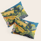 Vibrant Mediterranean Coast Painting in Matisse Style with Blooming Flowers and Blue Waters Pillow Sham Gallery Image 3