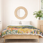 Vibrant Mediterranean Coast Painting in Matisse Style with Blooming Flowers and Blue Waters Duvet Cover Gallery Image 3
