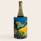 Vibrant Mediterranean Coast Painting in Matisse Style with Blooming Flowers and Blue Waters Wine Chiller Gallery Image 3