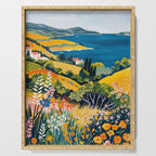 Vibrant Mediterranean Coast Painting in Matisse Style with Blooming Flowers and Blue Waters Serving Tray Gallery Image 1