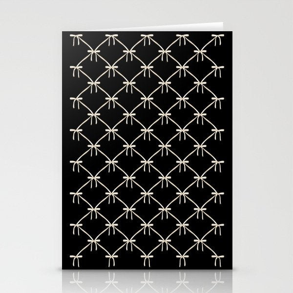Bows & Ribbons Pattern XLVII Black and White Stationery Card Gallery Image 2