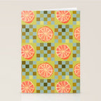 Checkered Citrus Fruit in Sage & Orange Stationery Card Gallery Image 2
