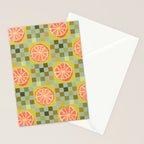 Checkered Citrus Fruit in Sage & Orange Stationery Card Gallery Image 2