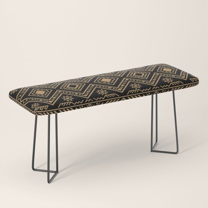 Intricate Gold and Black Tribal Surface Pattern Bench Gallery Image 1